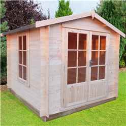 INSTALLED - 2m x 2m Premier Apex Log Cabin With Double Doors + Free Floor & Felt (19mm) INSTALLATION INCLUDED