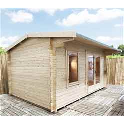3.0m x 4.2m Premier Reverse Apex Home Office Log Cabin (Single Glazing) - Free Floor & Felt (34mm) 