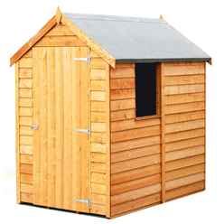 6 x 4  (1.83m x 1.20m) - Super Value Overlap - Apex Wooden Garden Shed - 1 Window - Single Door