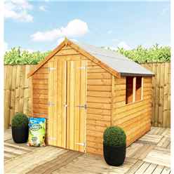 8 x 6 (2.39m x 1.83m) - Super Value Overlap - Apex Wooden Shed - 2 Windows - Double Doors