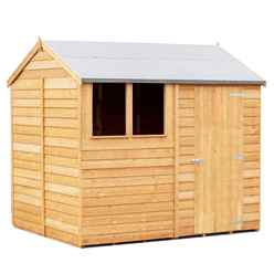 INSTALLED 8 x 6 (2.39m x 1.83m) - Reverse - Super Value Overlap - Apex Wooden Shed - 1 Window - Single Door - 8mm Solid OSB Floor