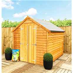 8 x 6 (2.39m x 1.83m) - Super Value Overlap - Apex Wooden Shed - Windowless - Double Doors