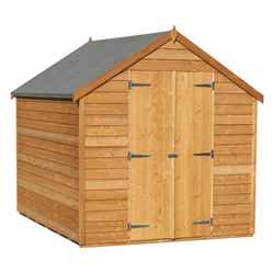 INSTALLED 8 x 6 (2.39m x 1.83m) - Super Value Overlap - Apex Wooden Shed - Windowless - Double Doors - 8mm Solid OSB Floor INSTALLATION INCLUDED