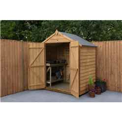 4ft x 6ft Security Overlap Apex Garden Shed - Double Doors - Windowless - Modular (1.3m x 1.8m) - *Double Doors are on the 6ft Side