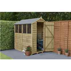 INSTALLED 6ft X 4ft Pressure Treated Overlap Apex Wooden Garden Shed With 4 Window (1.8m x 1.3m) - Modular - INCLUDES INSTALLATION