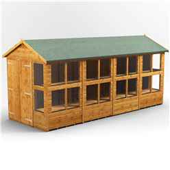 16 x 6 Premium Tongue and Groove Apex Potting Shed - Double Doors - 20 Windows - 12mm Tongue and Groove Floor and Roof