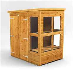 4 x 6 Premium Tongue and Groove Pent Potting Shed - Double Doors - 8 Windows - 12mm Tongue and Groove Floor and Roof