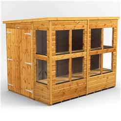 8 x 6 Premium Tongue and Groove Pent Potting Shed - Double Doors - 12 Windows - 12mm Tongue and Groove Floor and Roof