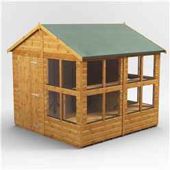 8 x 8 Premium Tongue and Groove Apex Potting Shed - Single Door - 16 Windows - 12mm Tongue and Groove Floor and Roof