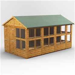 14 x 8 Premium Tongue and Groove Apex Potting Shed - Double Door - 22 Windows - 12mm Tongue and Groove Floor and Roof	