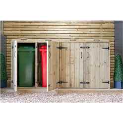 Quad Redwood Pressure Treated Wheelie Bin Store - 180 Litre Bins