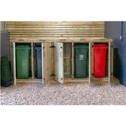 Quintet Redwood Pressure Treated Wheelie Bin Store - 360 Litre Bins