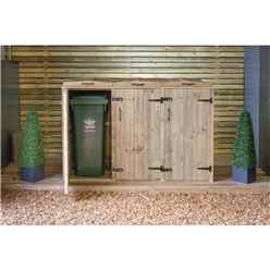 Triple Redwood Pressure Treated Wheelie Bin Store - 240/240/140 Litre Bins