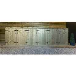 Sextet Redwood Pressure Treated Wheelie Bin Store - 240/240/240/240/140/140 Litre Bins