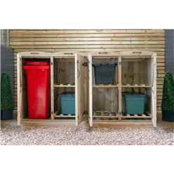 Wheelie Bin And Recycling Box Triple Chest Store - 1 x Wheelie Bin + 6 x Recycling Boxes