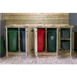 Wheelie Bin And Recycling Box Triple Chest Store - 4 x Wheelie Bin + 2 x Recycling Boxes