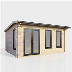 4.8m x 3m (16ft x 10ft) Premium 44mm Apex Log Cabin - uPVC Double Doors and Windows - EPDM Rubber Roof Covering - DOORS ON THE LEFT 