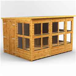 10 x 8 Premium Tongue and Groove Pent Potting Shed - Double Door - 18 Windows - 12mm Tongue and Groove Floor and Roof	