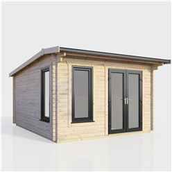 3.6m x 3.6m (12ft x 12ft) Premium 44mm Apex Log Cabin - uPVC Double Doors and Windows - EPDM Rubber Roof Covering - DOORS ON THE RIGHT