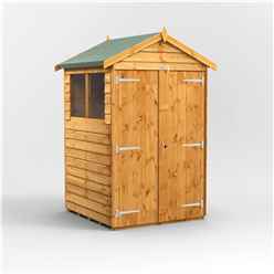4 x 4 Overlap Apex Shed - Double Doors - 2 Windows - 12mm Tongue and Groove Floor and Roof