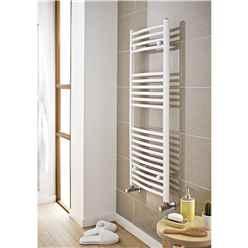 1000mm (H) x 600mm (W) -Vertical CURVED - 22mm - White - Bathroom Towel Rail  - (Clifton Rail) -(1.0m x 0.6m)