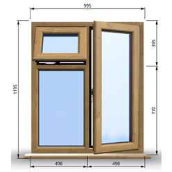 995mm (W) x 1195mm (H) Wooden Stormproof Window - 1 Opening Window (RIGHT) - Top Opening Window (LEFT) - Toughened Safety Glass
