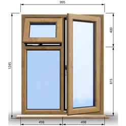 995mm (W) x 1245mm (H) Wooden Stormproof Window - 1 Opening Window (RIGHT) - Top Opening Window (LEFT) - Toughened Safety Glass