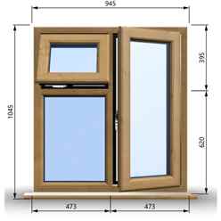 945mm (W) x 1045mm (H) Wooden Stormproof Window - 1 Opening Window (RIGHT) - Top Opening Window (LEFT) - Toughened Safety Glass