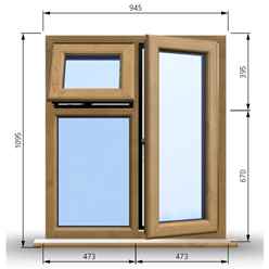 945mm (W) x 1095mm (H) Wooden Stormproof Window - 1 Opening Window (RIGHT) - Top Opening Window (LEFT) - Toughened Safety Glass