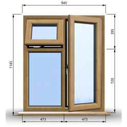 945mm (W) x 1145mm (H) Wooden Stormproof Window - 1 Opening Window (RIGHT) - Top Opening Window (LEFT) - Toughened Safety Glass