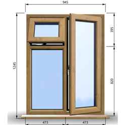 945mm (W) x 1245mm (H) Wooden Stormproof Window - 1 Opening Window (RIGHT) - Top Opening Window (LEFT) - Toughened Safety Glass