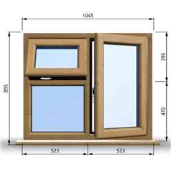 1045mm (W) x 895mm (H) Wooden Stormproof Window - 1 Opening Window (RIGHT) - Top Opening Window (LEFT) - Toughened Safety Glass