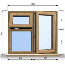 1045mm (W) x 945mm (H) Wooden Stormproof Window - 1 Opening Window (RIGHT) - Top Opening Window (LEFT) - Toughened Safety Glass