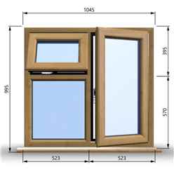 1045mm (W) x 995mm (H) Wooden Stormproof Window - 1 Opening Window (RIGHT) - Top Opening Window (LEFT) - Toughened Safety Glass