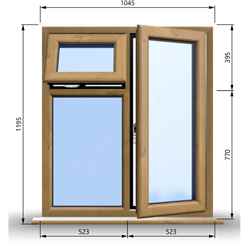 1045mm (W) x 1195mm (H) Wooden Stormproof Window - 1 Opening Window (RIGHT) - Top Opening Window (LEFT) - Toughened Safety Glass