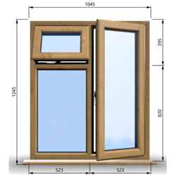 1045mm (W) x 1245mm (H) Wooden Stormproof Window - 1 Opening Window (RIGHT) - Top Opening Window (LEFT) - Toughened Safety Glass