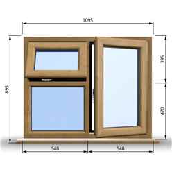 1095mm (W) x 895mm (H) Wooden Stormproof Window - 1 Opening Window (RIGHT) - Top Opening Window (LEFT) - Toughened Safety Glass