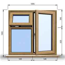 1095mm (W) x 1045mm (H) Wooden Stormproof Window - 1 Opening Window (RIGHT) - Top Opening Window (LEFT) - Toughened Safety Glass