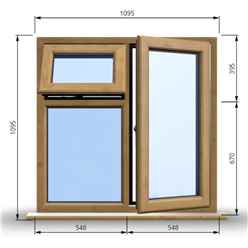 1095mm (W) x 1095mm (H) Wooden Stormproof Window - 1 Opening Window (RIGHT) - Top Opening Window (LEFT) - Toughened Safety Glass