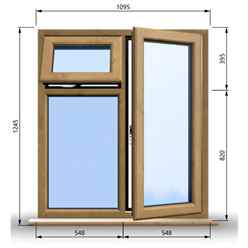 1095mm (W) x 1245mm (H) Wooden Stormproof Window - 1 Opening Window (RIGHT) - Top Opening Window (LEFT) - Toughened Safety Glass