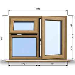 1145mm (W) x 895mm (H) Wooden Stormproof Window - 1 Opening Window (RIGHT) - Top Opening Window (LEFT) - Toughened Safety Glass