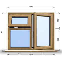 1145mm (W) x 945mm (H) Wooden Stormproof Window - 1 Opening Window (RIGHT) - Top Opening Window (LEFT) - Toughened Safety Glass