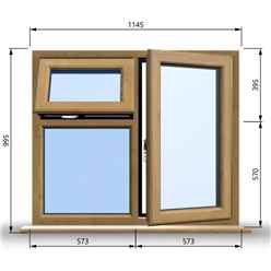 1145mm (W) x 995mm (H) Wooden Stormproof Window - 1 Opening Window (RIGHT) - Top Opening Window (LEFT) - Toughened Safety Glass