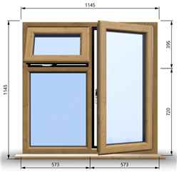 1145mm (W) x 1145mm (H) Wooden Stormproof Window - 1 Opening Window (RIGHT) - Top Opening Window (LEFT) - Toughened Safety Glass