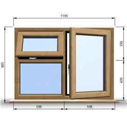 1195mm (W) x 895mm (H) Wooden Stormproof Window - 1 Opening Window (RIGHT) - Top Opening Window (LEFT) - Toughened Safety Glass