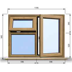1195mm (W) x 945mm (H) Wooden Stormproof Window - 1 Opening Window (RIGHT) - Top Opening Window (LEFT) - Toughened Safety Glass