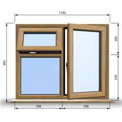 1195mm (W) x 995mm (H) Wooden Stormproof Window - 1 Opening Window (RIGHT) - Top Opening Window (LEFT) - Toughened Safety Glass