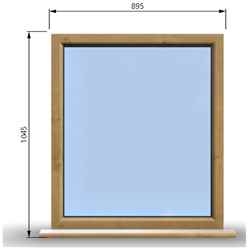 895mm (W) x 1045mm (H) Wooden Stormproof Window - 1 Window (Non Opening) - Toughened Safety Glass
