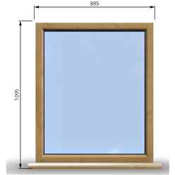 895mm (W) x 1095mm (H) Wooden Stormproof Window - 1 Window (Non Opening) - Toughened Safety Glass
