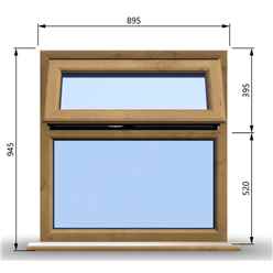895mm (W) x 945mm (H) Wooden Stormproof Window - 1 Top Opening Window -Toughened Safety Glass